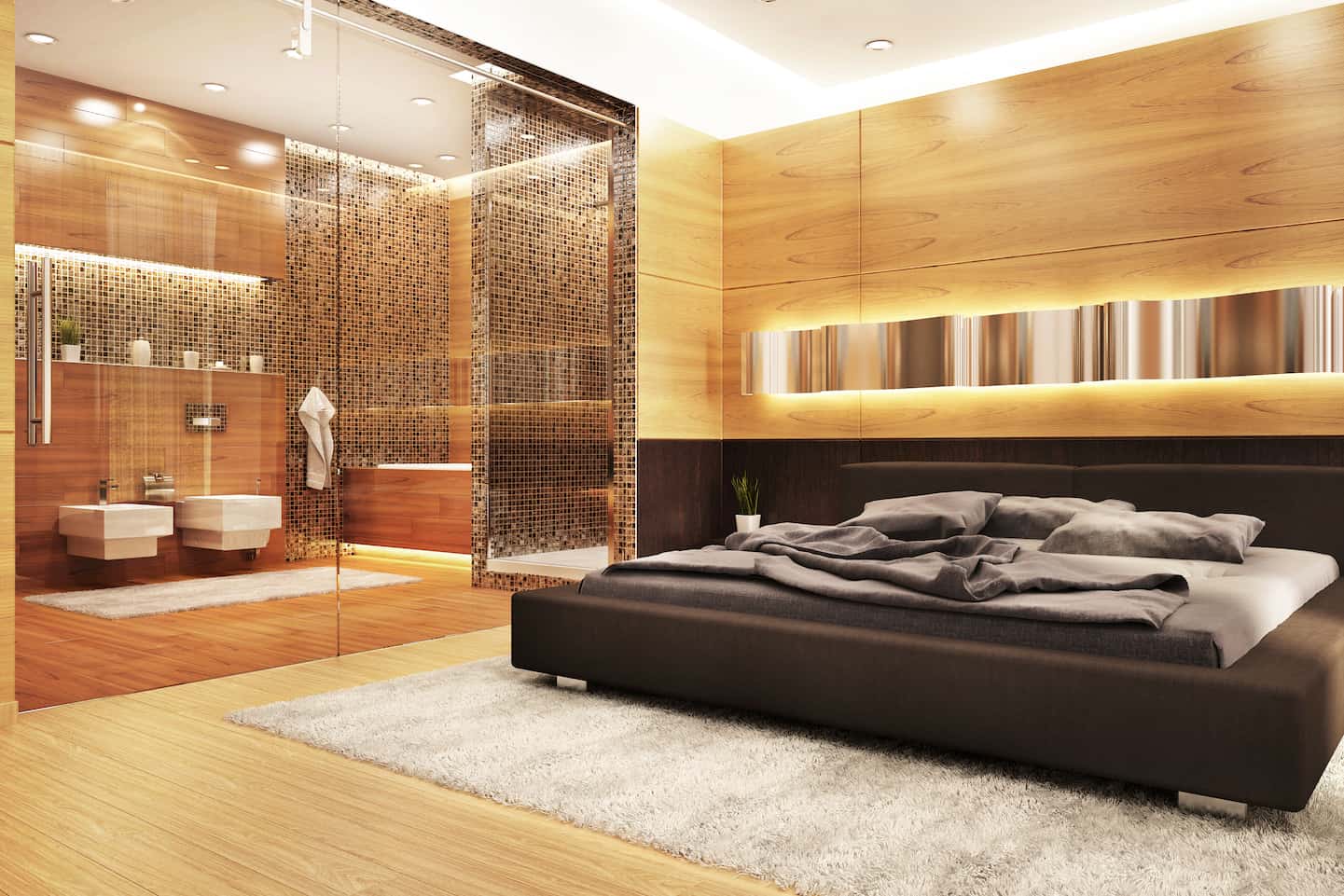 Modern design bathroom in bedroom