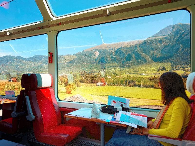 Railway smart glass train on