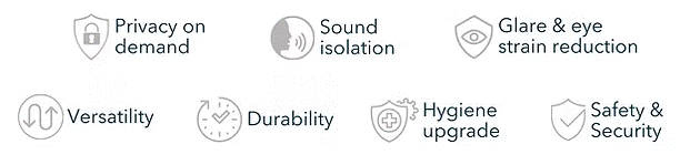 Gauzy Smartspace smart film icons